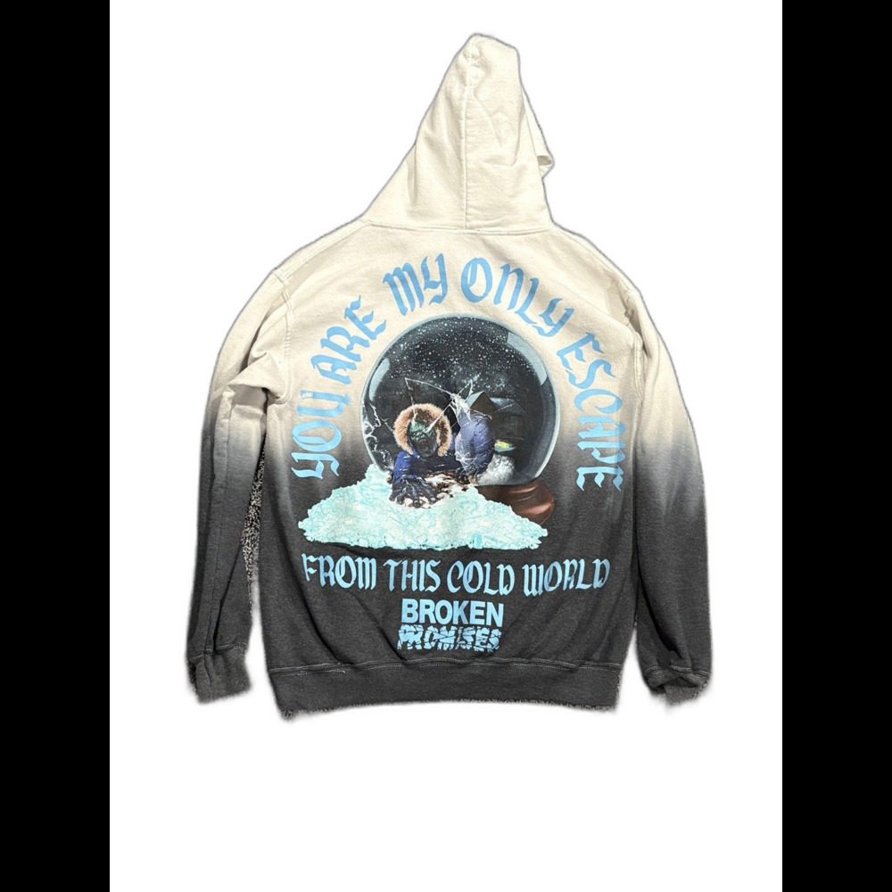 Broken Promises You Are My Only Escape Hoodie Mens Small Dip Dye Graphic